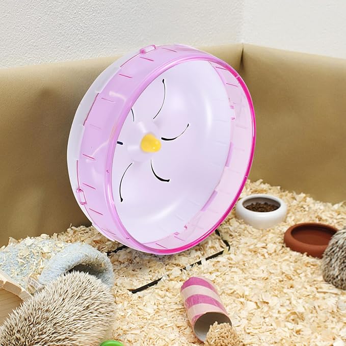 SHINEOFI Silent Hamster Wheel Plastic Exercise Toys for Small Animals Hamsters Gerbils Hedgehogs Household Pet Running Wheel 6.88In Pink 翻译：SHIN