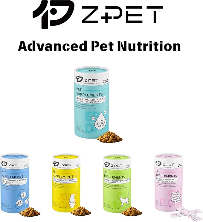 ZPET Skin & Coat Soft Chews for Dogs & Cats – Omega-3 Fish Oil & Lecithin Supplement, Supports Healthy Skin, Shiny Coat & Shedding Control, 150g