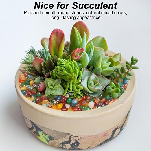 Decorative River Rocks & Pebbles for Fish Tank, Plant, & Landscaping | Smooth Polished Pebbles for DIY Resin Art, Vase Fillers, Aquarium Gravel, and Potted Plants (Colorful, 10 Pounds)