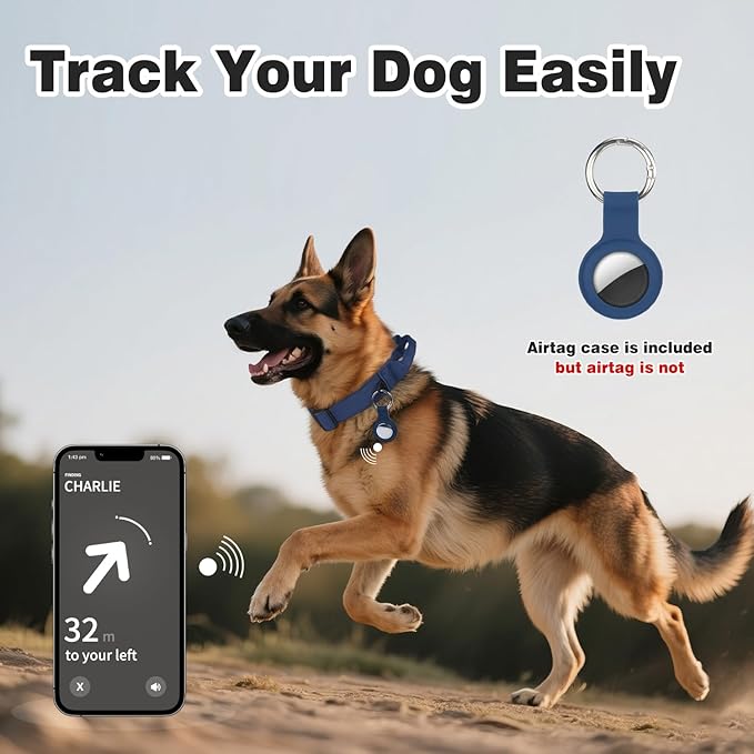 Joytale Tactical Dog Collar for Large Dogs with Control Handle, Heavy Duty Military Training Collar for Power Breeds, AirTag Holder Case, Quick Release Metal Buckle, Soft Padded, L, Navy Blue