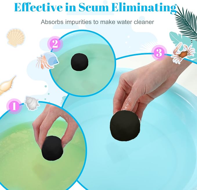 Zubebe Pool Filter Media Balls Fiber Filter Media for Swimming Pool Sand Filters and Bath Center Bathtubs Spas Aquarium and Grime Cleaning Scum (4.6 lbs, Black)