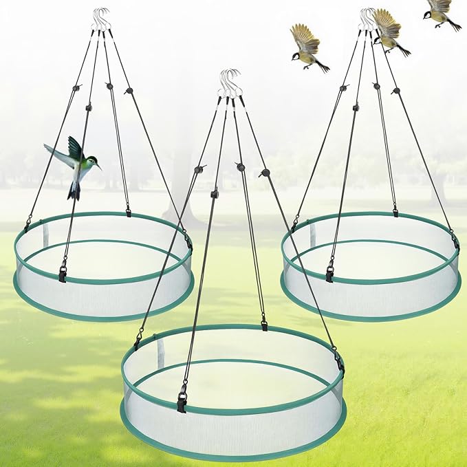 3 Pcs Bird Seed Catcher Tray for Outdoor Feeders 20" Diameter x 4" High Hanging Bird Feeder Trays to Catch Seed Catcher Spill Guard Platform Outdoor Garden Accessories (Gray)
