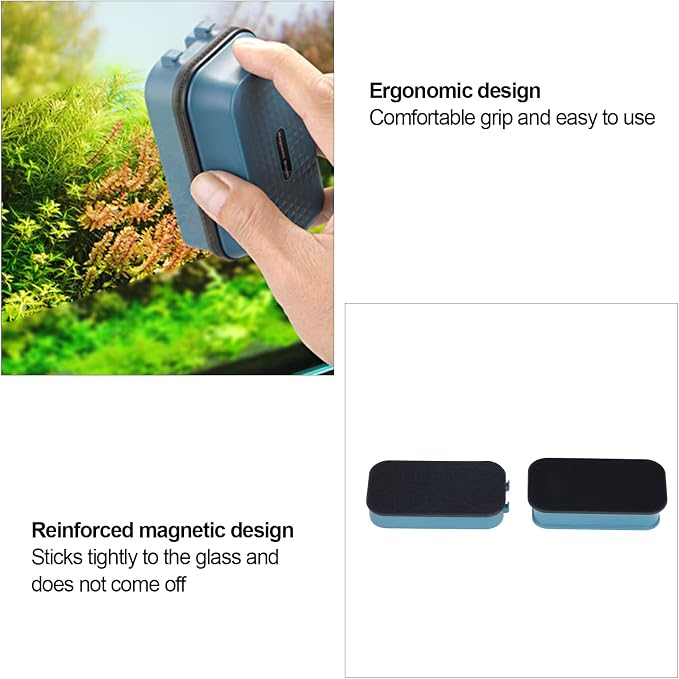 Aquarium Magnetic Brush, Fish Tank Glass Cleaner, Magnetic Glass Cleaner Brush, Multipurpose Double Sided Floating Magnetic Aquarium Algaes Scraper (Magnetic Brush + Ordinary Scraper)