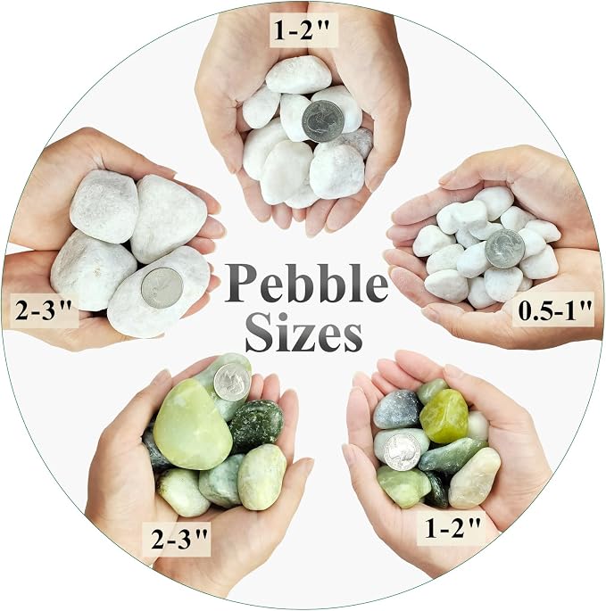 FANTIAN 5 lbs White River Rocks for Plants, 1-2 Inch Pebbles for Indoor Plants, Decorative Gravel Stones for Succulent, Cactus, Landscaping, Vases, Aquariums, Crafting and Garden