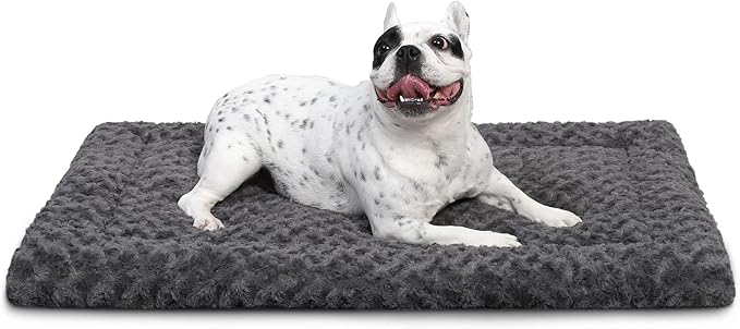 Washable Dog Bed Mat Crate Pad Soft Fluffy Pet Kennel Beds Dog Sleeping Mattress for Large Jumbo Medium Small Dogs, 30 x 19 Inch, Gray
