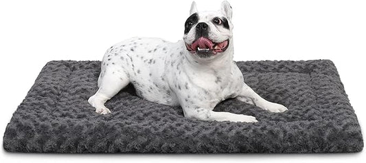 Washable Dog Bed Mat Crate Pad Soft Fluffy Pet Kennel Beds Dog Sleeping Mattress for Large Jumbo Medium Small Dogs, 30 x 19 Inch, Gray
