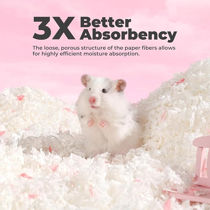 mini&moe Hamster Bedding: Moisture Absorbent and Dust-Free Natural Paper Small Pet Bedding - for Guinea Pigs, Hamsters, and Rabbits, 12 Liters