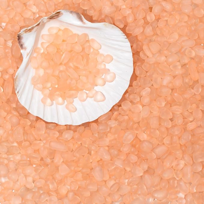 QEQEKAKA Sea Glass Stones for Crafts 1LB Peach‌ Pebble Gemstones Bulk | Small Glass Stones for Beaching Wedding DIY Decor Aquarium Turtle Tank Vase Filler (405g/14.28oz)