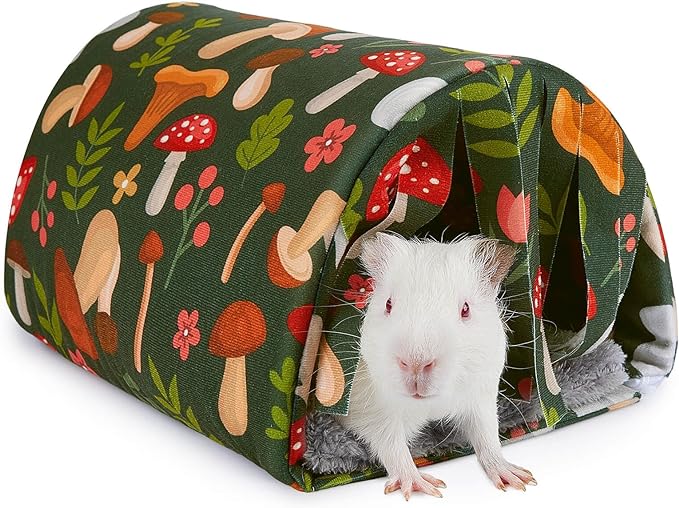 Washable Guinea Pig Tunnel with Curtains - Cozy Hamster Hideout Fit for Small Animals - Soft Accessories for Hamster/Chinchilla/Bunny