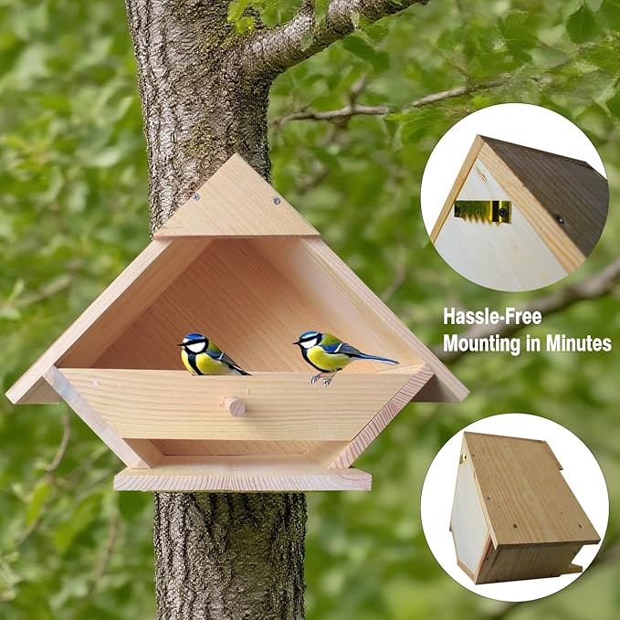 Mourning Dove Bird House - Outdoor Solid Wood Nesting Box with Predator Guard for Backyard, Garden, Patio | Handmade, Weather Resistant, Easy Mount