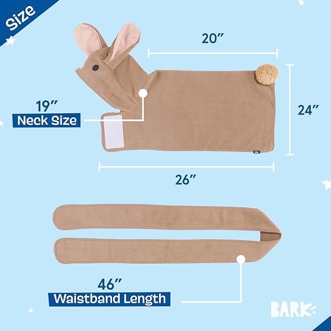 Barkbox Dog Bathrobe Fast Drying with Hook and Loop Closure & Wrap Tie Snuggle, Cute Dogs Clothes, Easy to Clean, Machine Washable, Dog Coats and Tumble Dry Low - Bunny, Medium
