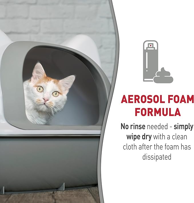 Nature’s Miracle Foam Litter Box Cleaner, Tough on Cat Urine Odors, Enzymatic Formula, 17.5 oz