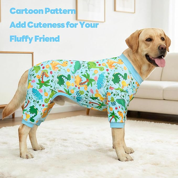 XPUDAC 4 Pack Dog Pajamas Soft Strechy Summer Doggie Clothes for Medium Large Dogs Boy Girl Dog Onesie Cat Apparel, 3XL