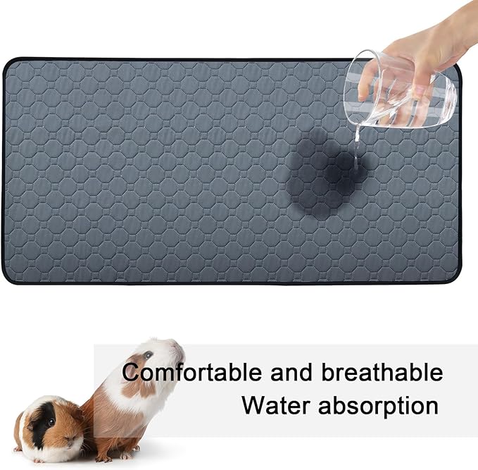2 Pack Washable Guinea Pig Cage Liners & Pee Pads (24"x47") - Waterproof, Super Absorbent, Non-Slip Bedding for Rabbits, Hamsters, Rats