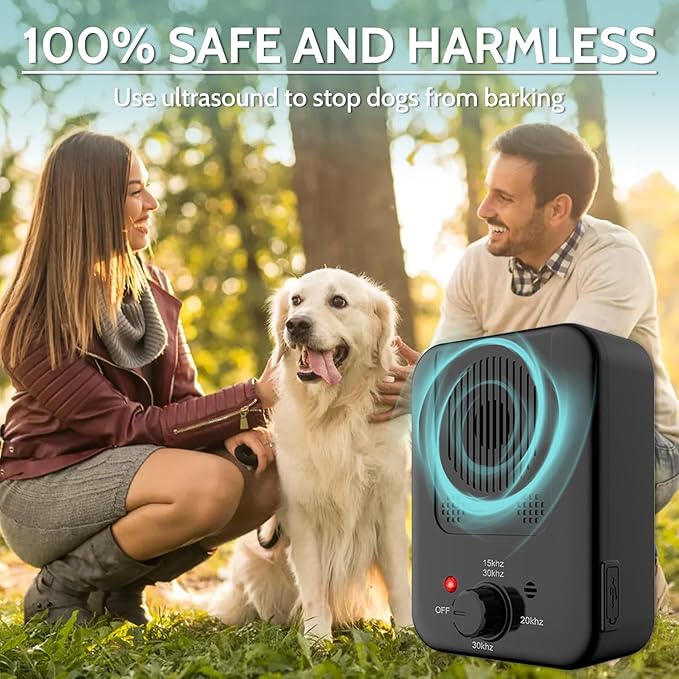 Anti Barking Device for Dogs, Ultrasonic Dog Barking Deterrent Devices, Rechargeable Dog Barking Control Device, Barking Dog Silencer, Bark Box Stop Neighbors Dog from Barking (Black)