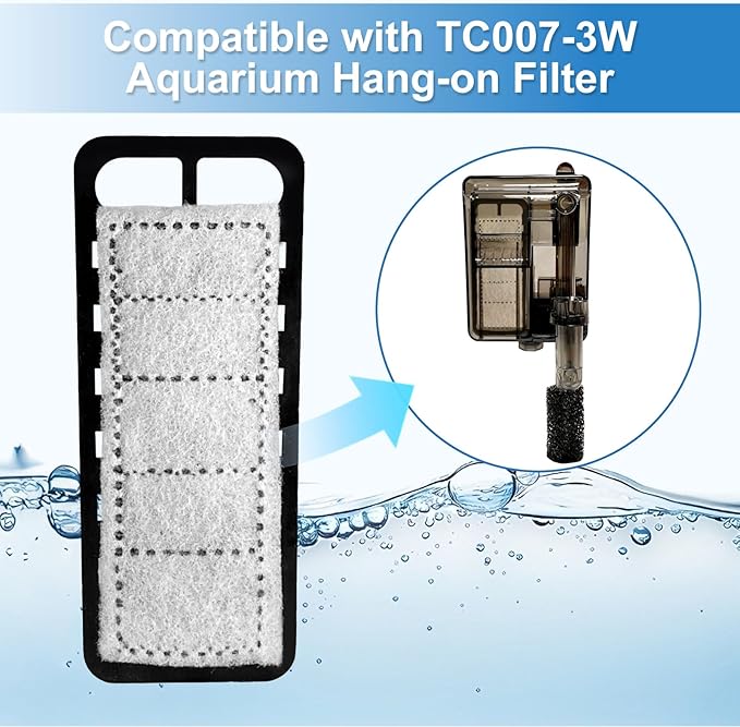 4 Packs Small Aquarium Filter Cartridges Replacement Filter Pad Compatible with TC007 Fish Tank Filter
