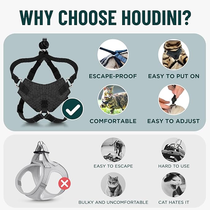 Houdini™ Escape Proof Cat Harness and Leash Set by OutdoorBengal – Red, Large Cat Harness for Walking Big Cats