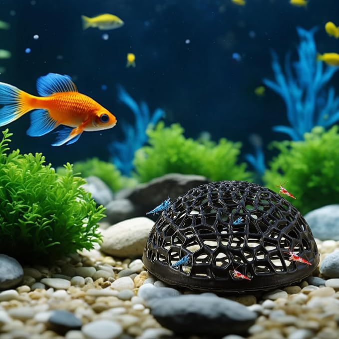 2 Pack Aquarium Shrimp Hide Cave, Porous Shrimp Hideout Shelter for Breeding & Molting, Detachable Tunnel Ornament for Fish Tank, Shrimp & Small Fish (Black - 4pcs)