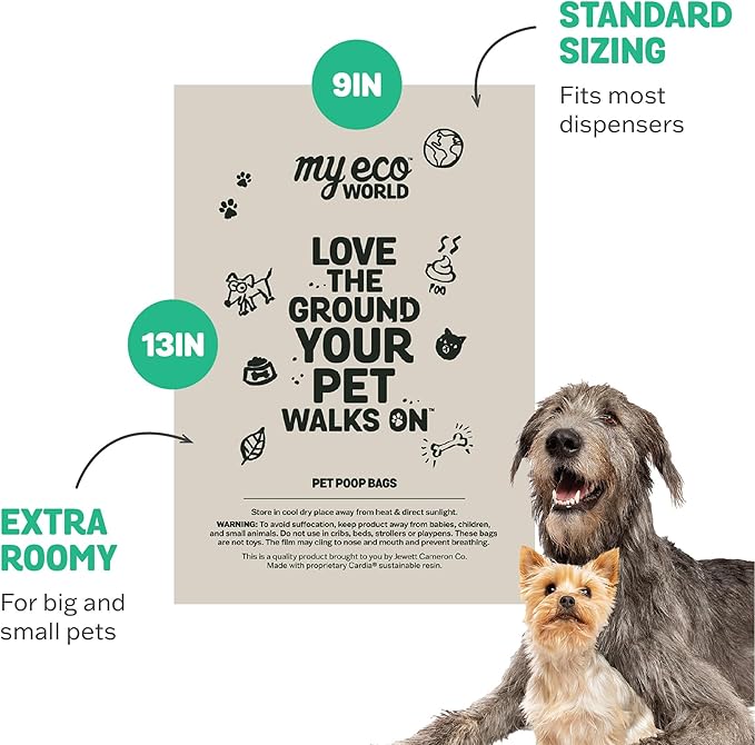 MyEcoWorld® Compostable Pet Poop Bags - Made with Corn and Other Certified Compostable Materials - 240 Bags - 16 Roll - Extra Strong - Leak Proof - Unscented - Easy to Open