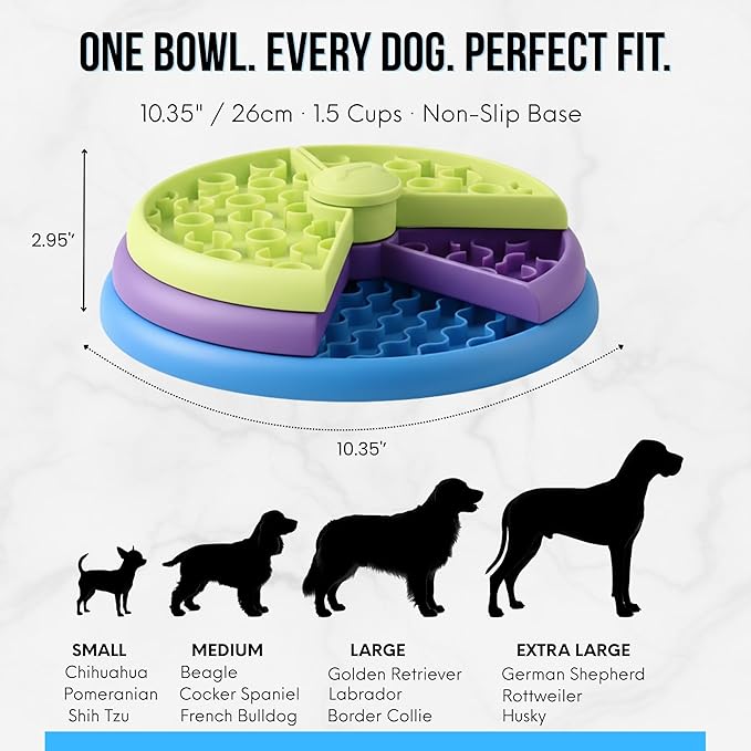Slow Feeder Dog Bowl – 3-Level Puzzle Feeder for Dogs, Licking Bowl for Liquid Treats, Dog Slow Feeder Insert, Enrichment Feeder for Large Medium Small Breeds
