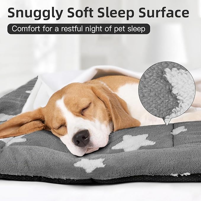 Mora Pets Cat Bed for Indoor Cats Washable Dog Crate Pad Cute Star Dog Bed Mat for Small Dogs Pet Kennel Pad for Cage Soft Flat Puppy Kitten for Sleeping Anti-Slip Grey 22 x 13 inch 2 Pack