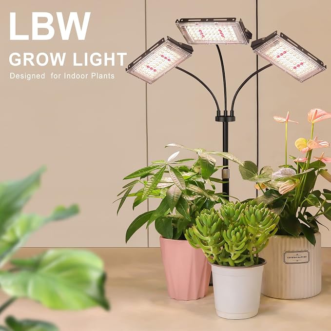 LBW Grow Light for Indoor Plant,Full Spectrum Dual Heads Desk Plant Light | 3H/6H/12H Timer Grow Lamp,6-Level Brightness, 3 Lighting Mode, Height Adjustable, Flexible Gooseneck, Ideal for Indoor Growth