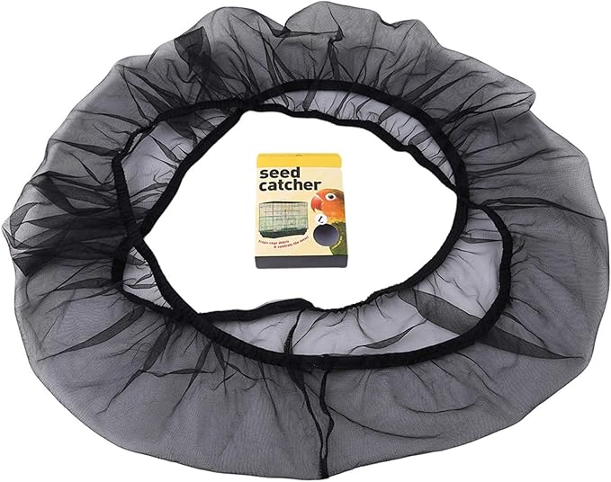 Sperrins Adjustable Bird Cage Cover,Seed Catcher Bird Cage Tidy Bird Cage Mesh Net Cover Skirt Guard for Parrot Parakeet Round Square Cages