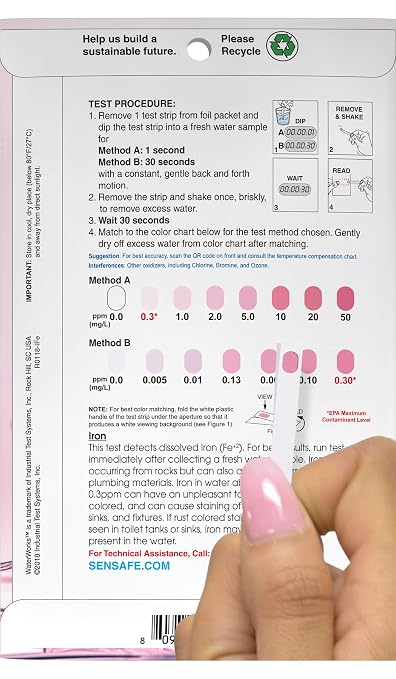 Industrial Test Systems 481146 Sensafe Iron (Ida's) Water Test Strips 30 Pack