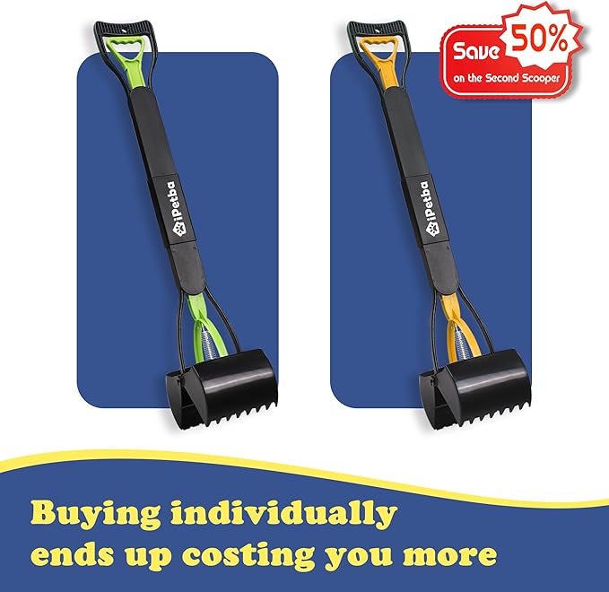 32 inch Pooper Scooper for Large Dogs 2-Pack – Long Handle Dog Poop Scooper for Yard, No Bending Save Back, Ease of Pickup, Grass Friendly, Sturdiness