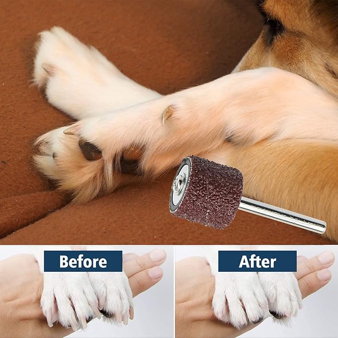 DonLeeving 26 Pack Nail Grinder for Dogs Replacement Kit Sanding Drum Set Grit Sand Bands Shank Rotary Tool Kit Pet Nail Smoother Dog Claw Care (80#/120#)