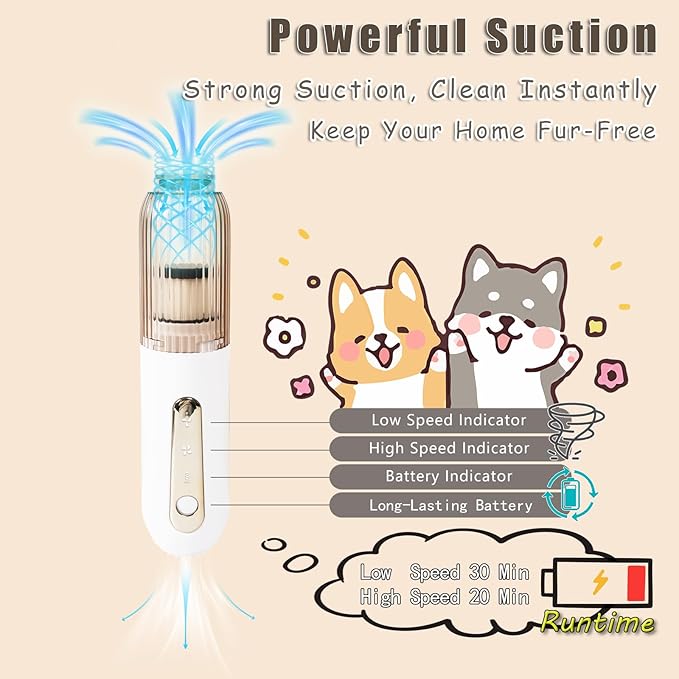 Vacuum Grooming Brush for Dog,4-In-1 Slicker Brush Kit for Shedding, Undercoat Deshedding Tool,Loose Hair Remover for Dog & Cat, Portable Pet Grooming Vacuum (pink)