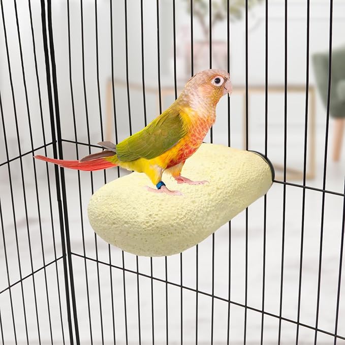 Bird Calcium Teeth Chew Toy Hamster Grinding Stone for Parrot Parakeet Cockatiel Rabbit Chinchilla Squirrel Cage Perch Stand (Random Color) (L)