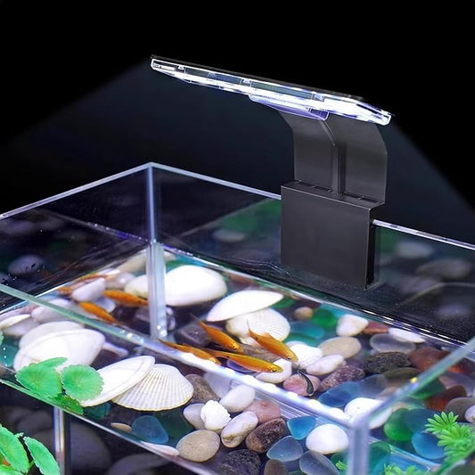Mini Clip On Fish Tank Light 7W Small Aquarium Light for 1 to 5 Gallon Nano Tanks USB Moving Lamp with White Red Blue Green LED (Adapter NOT Included)