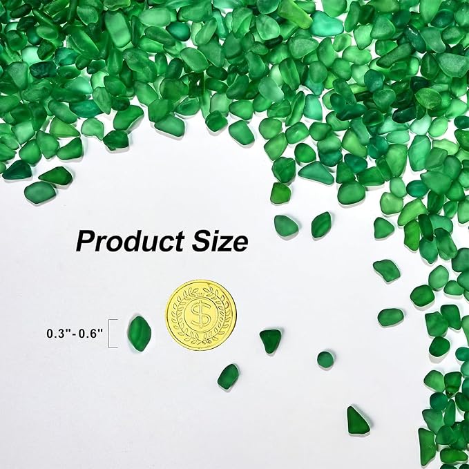 QEQEKAKA Sea Glass Stones for Crafts 2.75LB Green Pebbles Gemstones Bulk | Small Glass Stones for Beaching Wedding DIY Decor Aquarium Turtle Tank Vase Filler (1180g/41.62oz)
