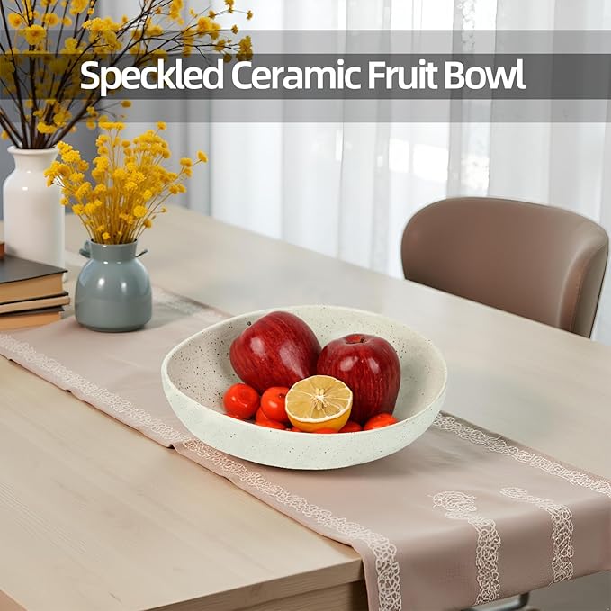 salomayes Wabi-Sabi Decorative Bowl, Matte Off-White Speckled Ceramic Key Bowl with Subtle Hammered Texture, One-of-a-Kind Artisan Glaze for Entryway or Kitchen Counter Décor