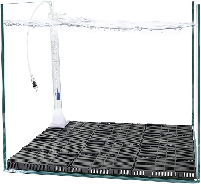 Undergravel Filter System for 10 Gallon Fish Tank, Air-Driven Biofiltration Aquarium Filter Kit with 12 Modular Plates & Adjustable Lift Tube, Cut-to-Fit Under Gravel System for Clear Water