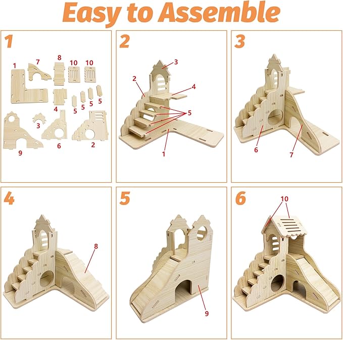 BNOSDM Wood Hamster House Dwarf Hamster Natrual Hideout with Ladder Gerbils Climbing Exploring Seesaw Toys Cage Accessories for Small Hamsters Mouse Mice
