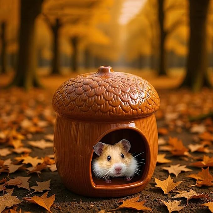 Hamster Hideout, Ceramics Hamster CageHabitat,Hamsters Houses and Hideouts for Syrian Dwarf Hamsters Guinea Gerbils Lemmings or Other Similar-Sized Small Pet Small Animal Bed (Pinecone-Shaped)