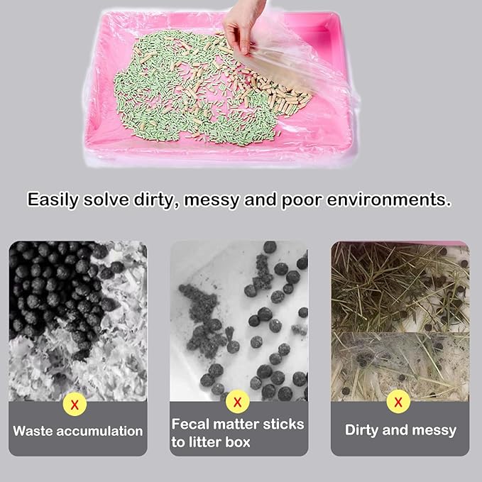 Disposable Small Animal Cage Liners, Rabbit Litter Box Lines Pet Tray Liner Bags Guinea Pig Cage Toilet Plastic Film for Bird Hamster Chinchilla Hedgehog (100 PCS, 23'')