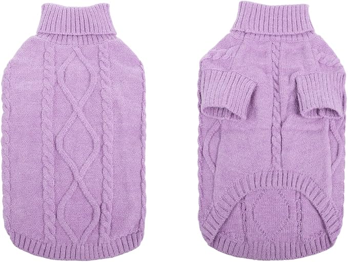 Queenmore Dog Sweater for Large Size Pet,Pitbull Dog Sweater,XXL Doggy Sweater for Labrador Retriever,Cold Weather Warm Knitted Pet Sweatershirt for Boy Girl Dogs (Lilac,2XL)