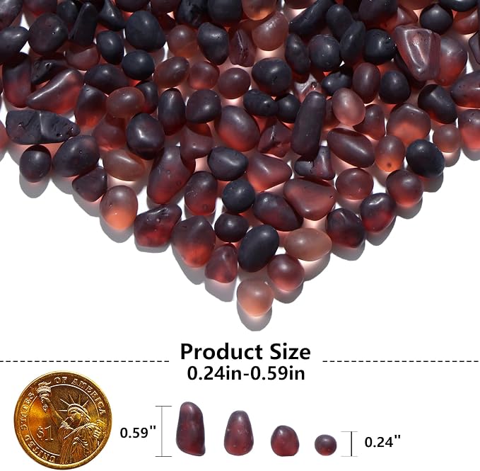 QYGL Sea Glass Stones - 0.9LB Purple Frosted Glass Pebbles Gemstones | Perfect for Aquarium Rocks, Fish Tank Gravel, Vase Fillers, DIY Crafts, and Home Decor