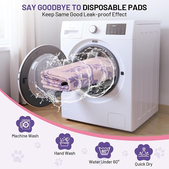 Washable Dog Pee Pads - Absorbent Reusable Puppy Training Pads, Waterproof Leak - Proof & Non - Slip for Crate Whelping Potty Training 72x72 (Pack of 1)