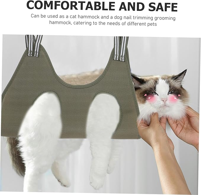 Hemoton Versatile Cat Grooming Hammock Pet Nail Trimming Harness Space-Saving Green for Dogs Cats