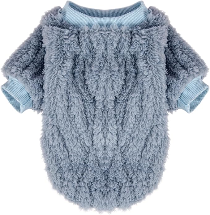 FabriCastle Dog Sweater, 3-Pack Dog & Cat Clothes, Ultra Soft and Warm Pet Jackets XXS XS for Small Dogs Boy, Winter Pet Apparel Costumes, Puppy Outfits (Blue,Grey,Doe, XX-Small)