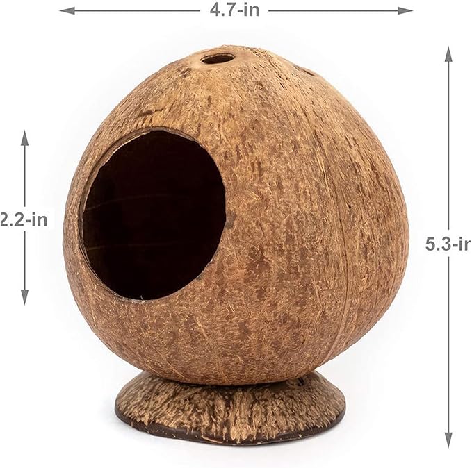 Hamster Hideout Wooden House Coconut Hut Hamster House Bed for Dwarf Gerbil Mouse Mice Rat Small Animals Reptiles