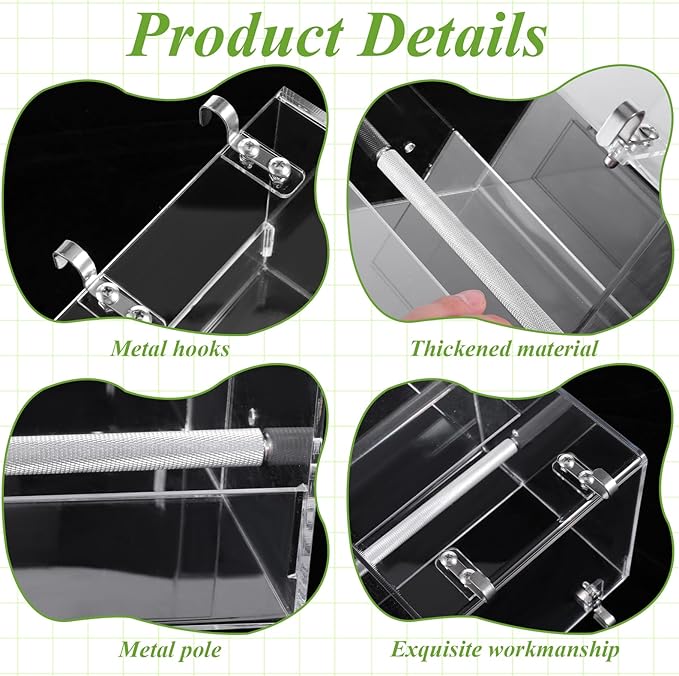 No Mess Bird Feeder for Cage Acrylic, Large Bird Cage Pet Feeder Seed Food Container, for Parakeet Canary Parrot Cockatiels Cockatiels Lorikeet Lovebirds, 6.2 x 6.2 x 6.3 inch