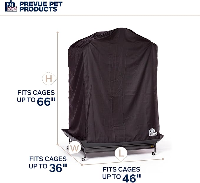 Prevue Pet Products Extra Large Bird Cage Cover - Good Night Cage Cover, Bird Accessories, Blocks Light, Breathable Nylon Fabric, Fits a Variety of Cage Sizes - Black, Size Extra Large