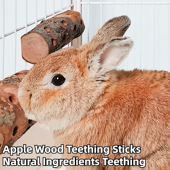Apple Wood, Small Animals Molar Wood Chew Treats Toys for Rabbits, Hamster, Guinea Pig, Chinchillas, Gerbils, Mice, Rats, Mouse, Bunny (2S)