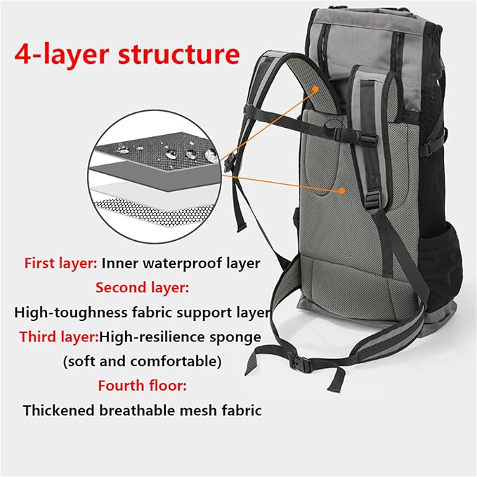 Big Dog Backpack Carrier 80lbs, Extra Large Dog Backpack Carrier, Fully Adjustable Pet Carrier (Grey,XX-Large)