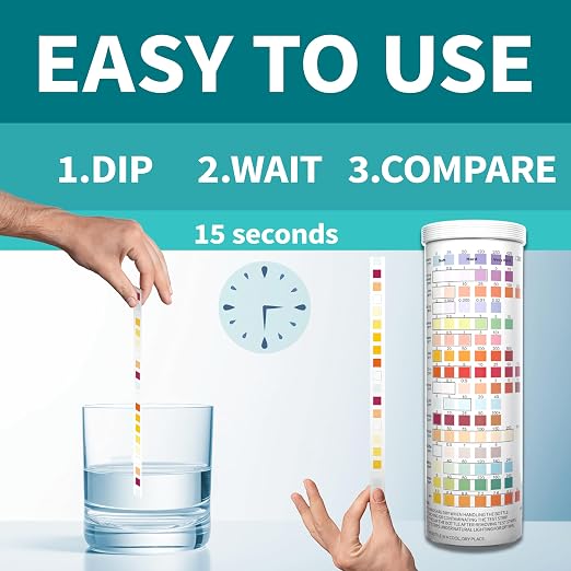 22 in 1 Drinking Water Test Kit 130 Strips - Well, Tap, Home, Swimming Pool, Hot Tub Testing Strip for Flouride, Lead, Hardness, Chlorine, Iron, Copper & More